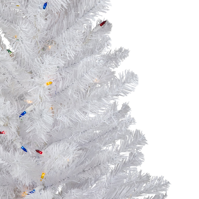 Arbre de Noël artificiel blanc neige 18 po multi-lumières, H 3 pi