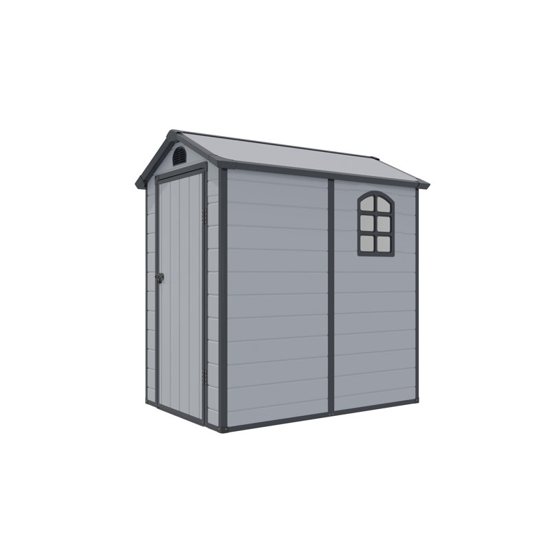 Rowlinson Airevale Plastic Apex Shed 4x6, Light Grey