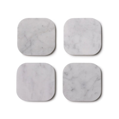 White Marble Organic Coasters, Set Of 4