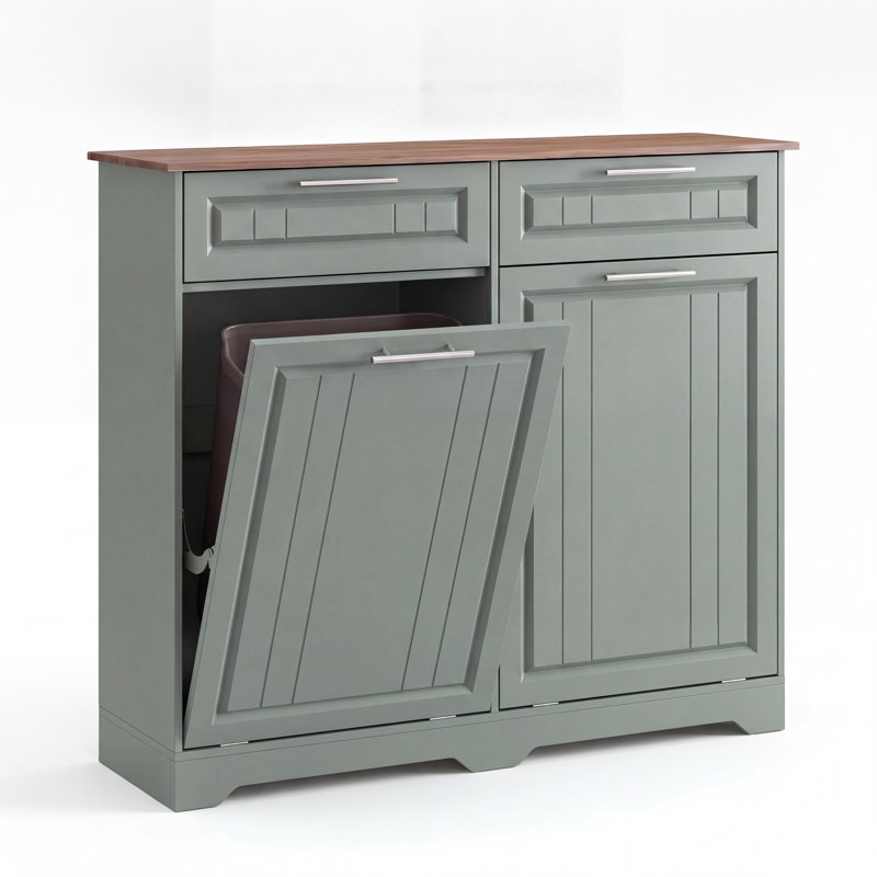 20-Gal Tilt-Out Trash Cabinet with Deodorizing Feature, 20 Gallons, Green