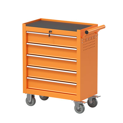 5-drawer Tool Box With 4 Rolling Wheels