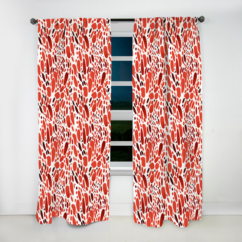 Motif à pois rouges et blancs I - Rideau abstrait - Rideau abstrait obscurcissant - 1 panneau, L 52 po x L 95 po