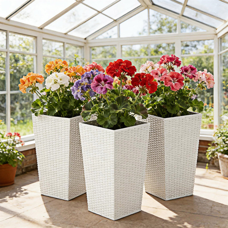 Ensemble de 3 pots à plantes, Blanc