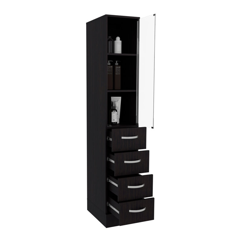 Armoire à linge Vanguard, trois tablettes, quatre tiroirs blanc