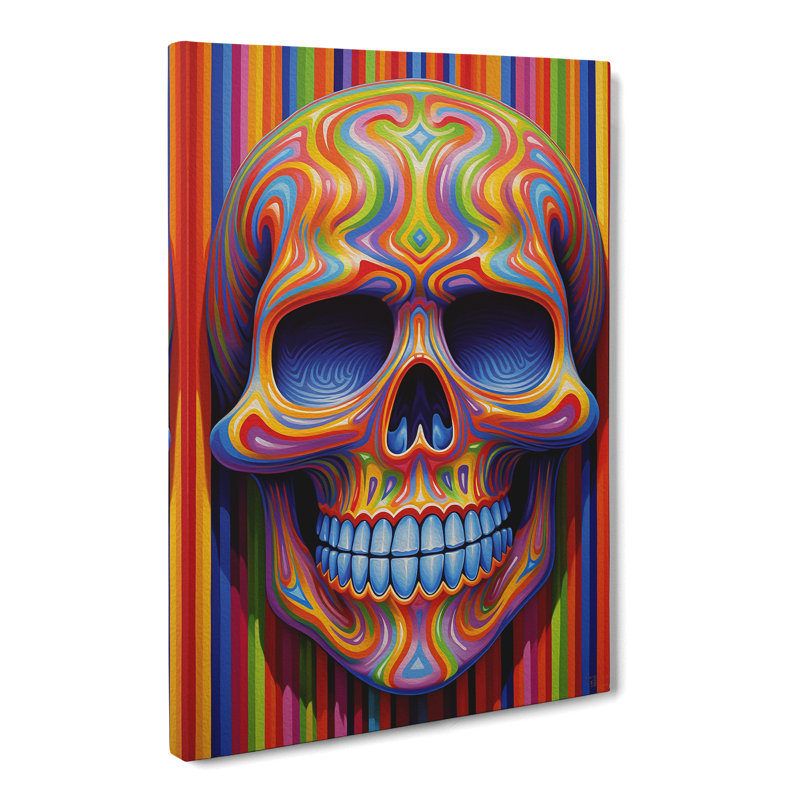 Sugar Skull Op Art - Wrapped Canvas, 76cm H x 50cm W x 3cm D