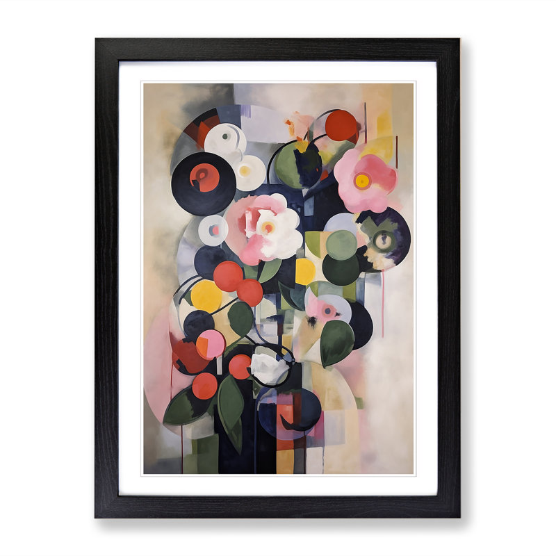 FRM-V0523-858X Flowers Bauhaus Vol.5 - Single Picture Frame Print, 34cm H x 25cm W x 2cm D, Black Framed