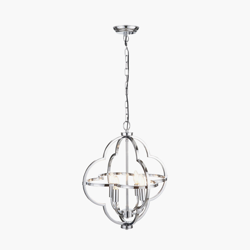 Amine 4 - Light Geometric Chandelier, Chrome