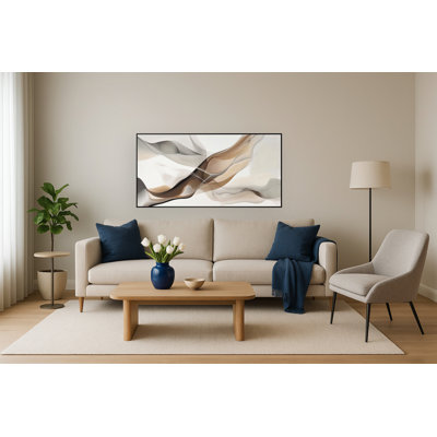 Ethereal Waves Framed Canvas Wall Art - 59" x 30" - Black Frame