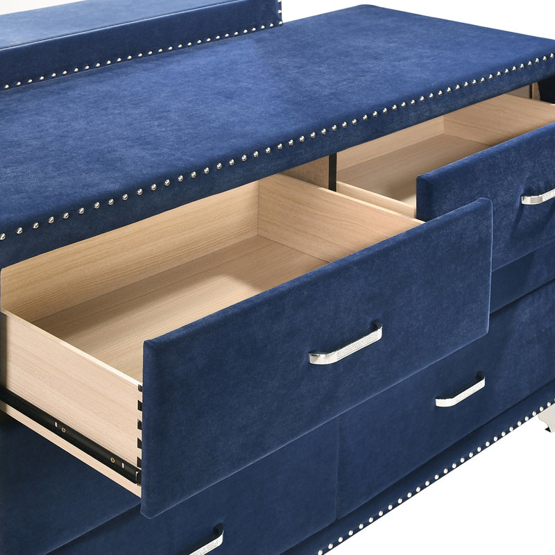 Commode 6 tiroirs Dearmond, Bleu pacifique