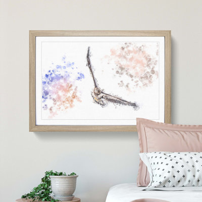 Flying Golden Eagle in Abstract - Framed Print