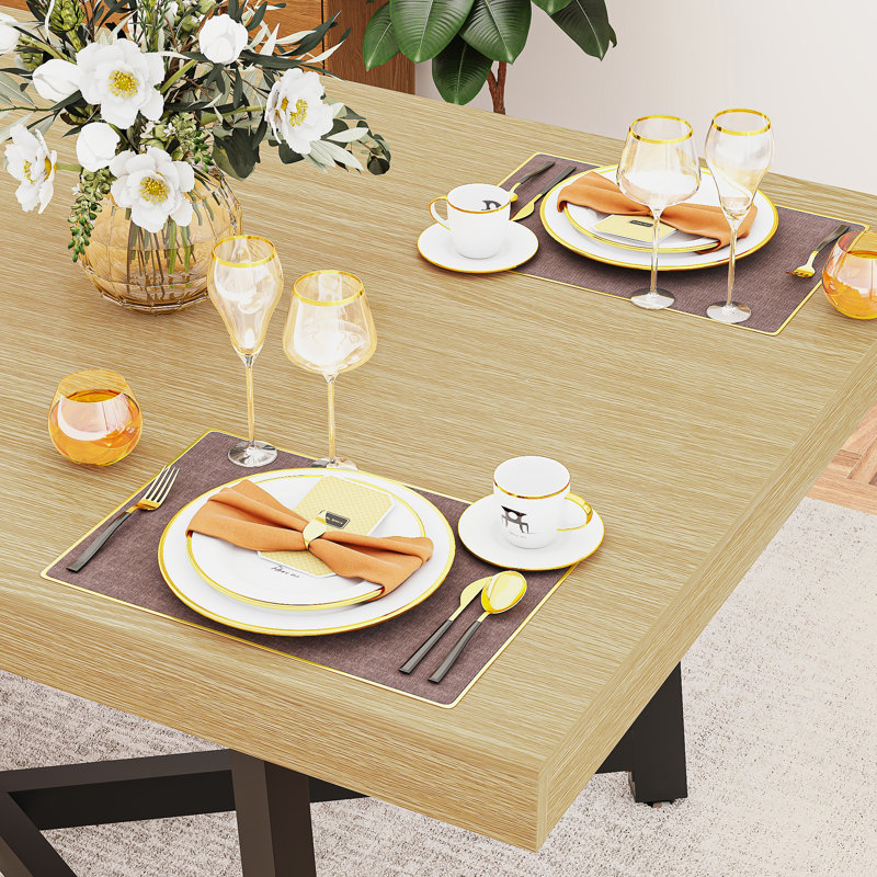 71" Farmhouse Dining Table For 4-6 People, Natural