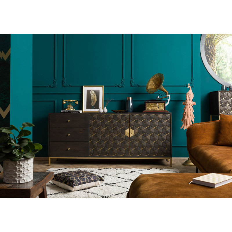 Diamond 180 Cm Wide 3 Drawer Solid Wood Sideboard, Oiled Grey