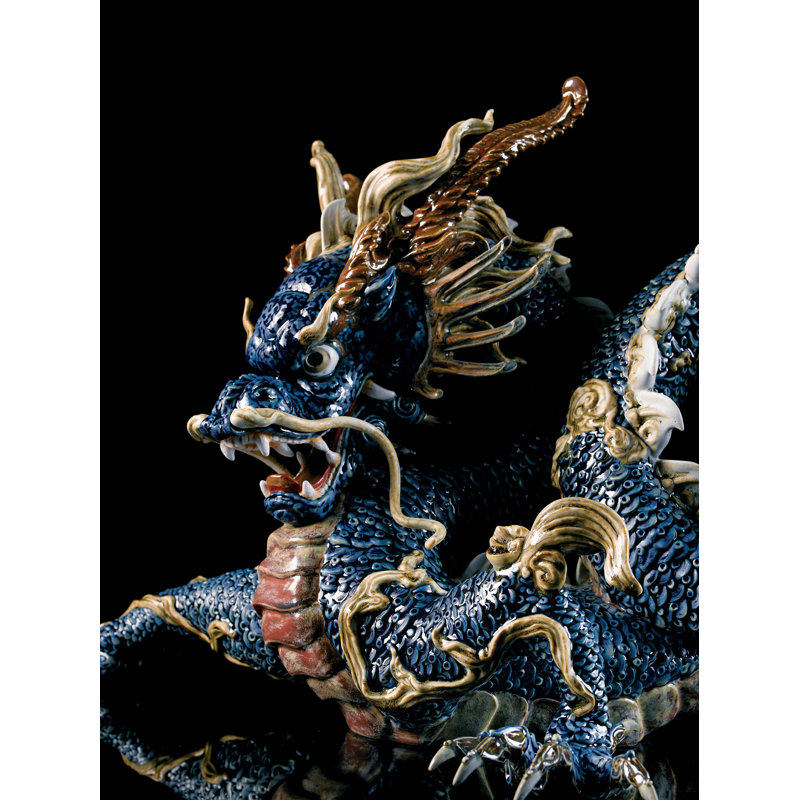 Great Dragon Sculpture, Blue Enamel