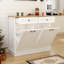 Îlot de cuisine en bois blanc 39 po avec armoire à poubelle coulissante, 2 tiroirs