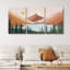 «Sun Mountain Landscape Forest Lake Abstract Minimal Nature Scene», reproduction d'art sur toile encadrée 3 pièces-75848783-75848784-119395191