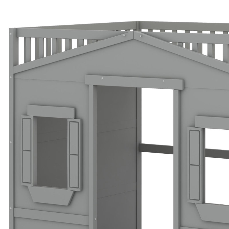 Lit mezzanine avec échelle House, Gris
