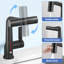 Robinet de salle de bain monocorps noir avec douchette extractible et affichage de la température Mate-123298107