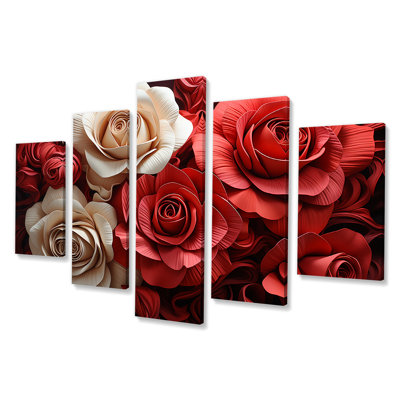 Art mural multicolore rouge et blanc, rose et blanc