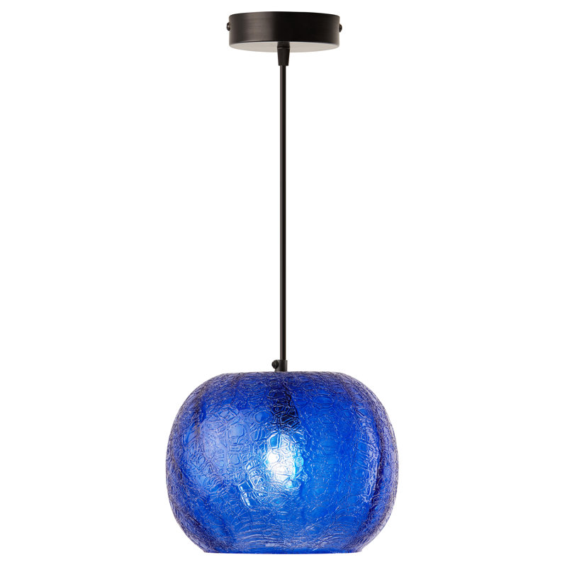 9.8"W Leona Glam Blue Handblown Glass Globe Shade Pendant