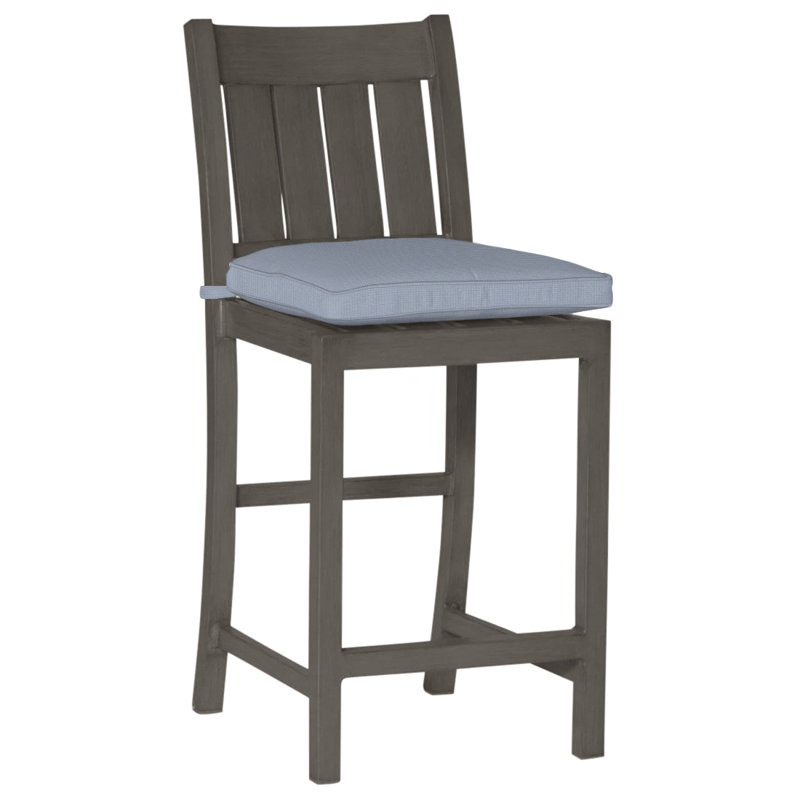 Tabouret de comptoir d'extérieur club 24 po, Welt, Chambray tonnelle, Gris ardoise