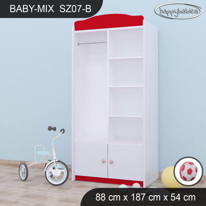 Baby 4 Door Wardrobe, Red