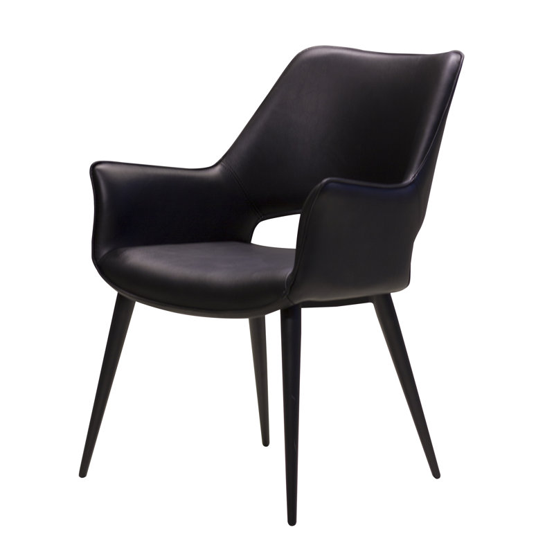 Chaise avec accoudoirs à garniture piquée, Noir