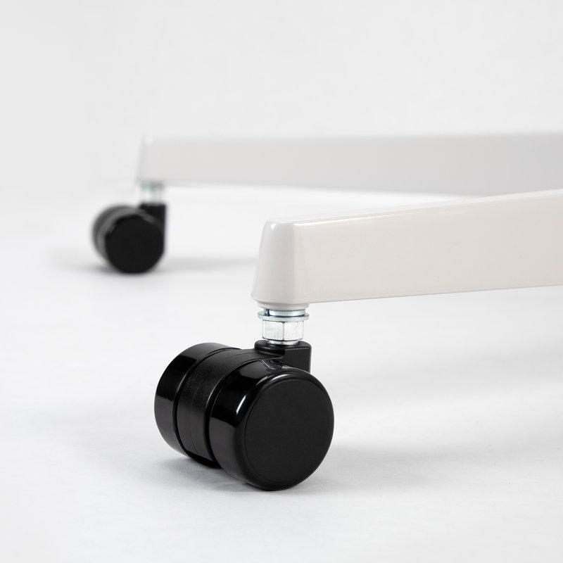 White Steel Adjustable Overbed Table with Casters