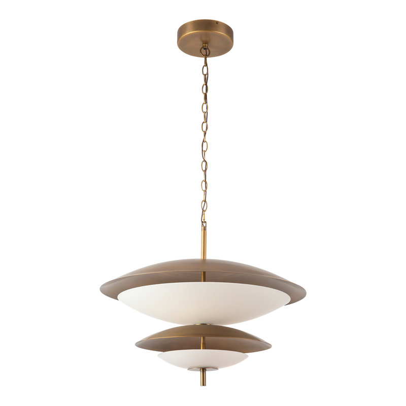 Prescott 2 - Light Chandelier, Vintage Brass/Opal Matte Glass