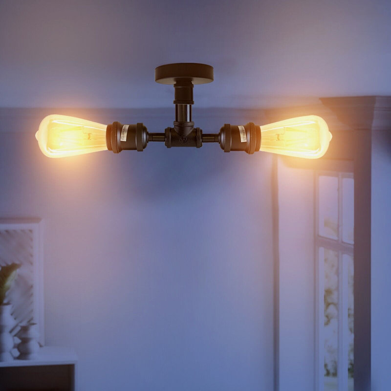 Kujo 2-Light 23cm Semi Flush Mount, No