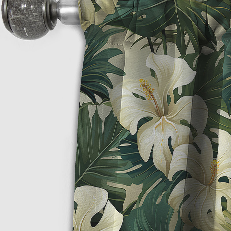 Monstera Elegance motif tropical II - Rideau floral - Rideau occultant floral - 1 panneaux, L 52 po x L 84 po