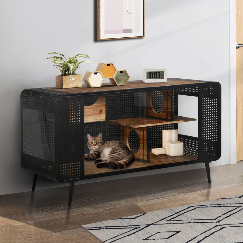 Maison pour chat 55,12 "avec verre trempé, pour le salon, le couloir, le bureau et d'autres espaces
