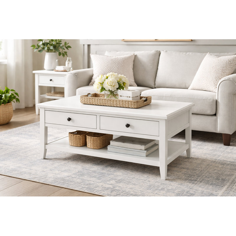 Table basse Beth, Blanc brillant