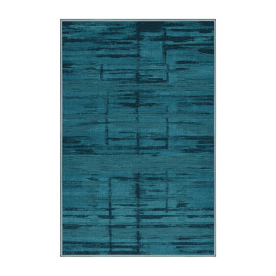 Tapis bleu abstrait lavable à la machine