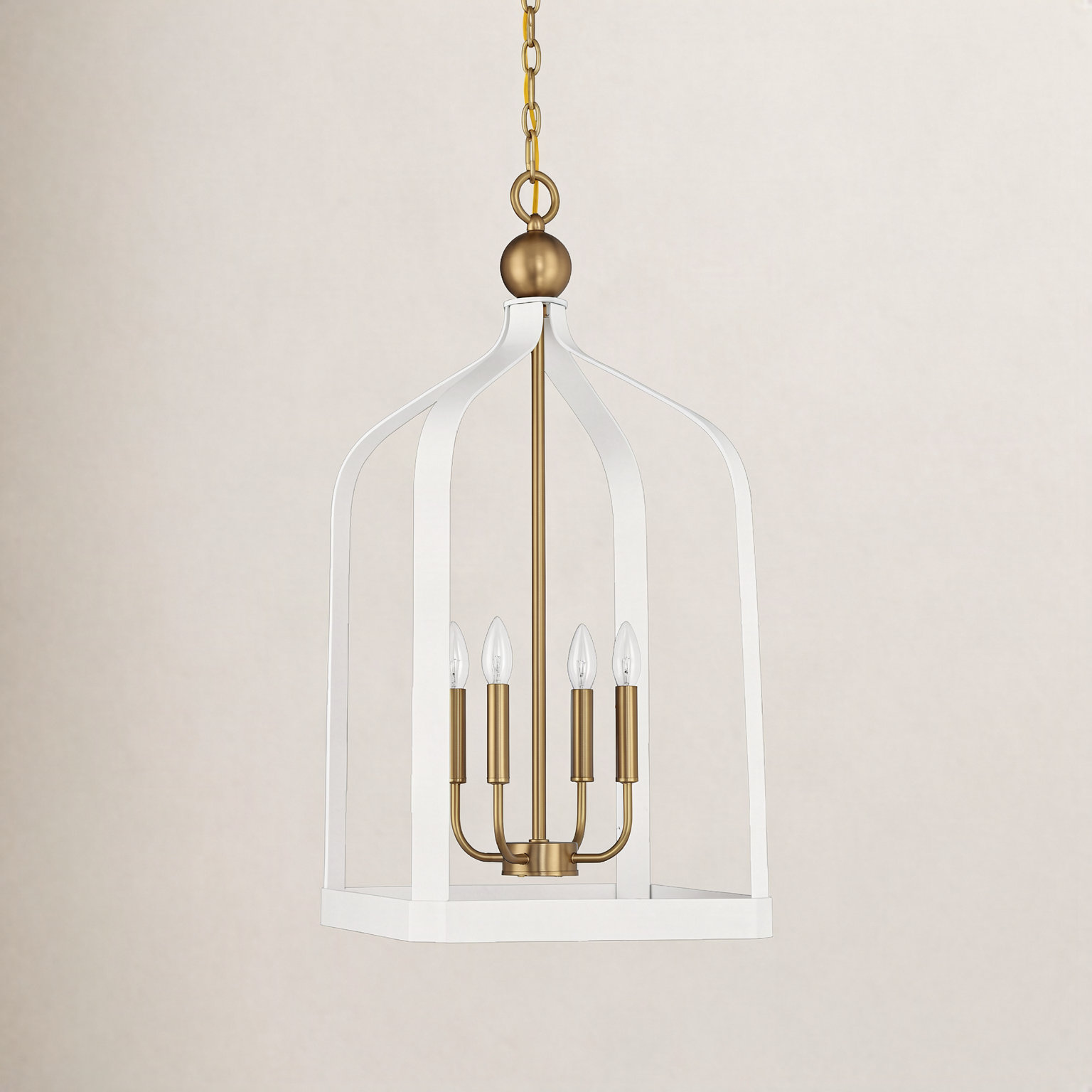 Kenmore Lantern Birdcage Chandelier, White, 32" H x 15" W x 15" D, 4 Lights