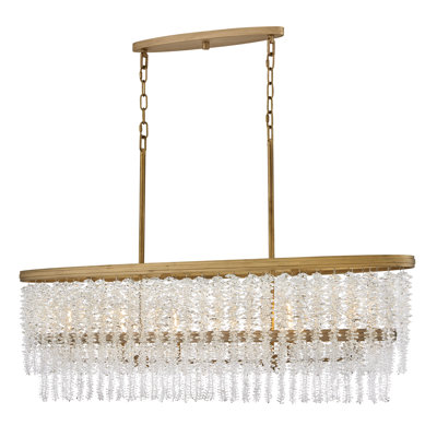 Rubina 48" Six-Light Linear Multi-Tier Chandelier w/ Hand-Strung Crystal Strands