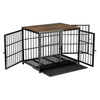Chamiya Metal and Wood Pet Furniture Style Crate with 3 Doors