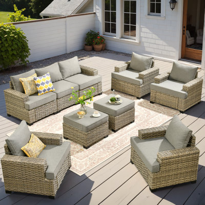 Harbin Wricker 7 - Person Outdoor Seating Group With Cushions by Red Barrel Studio