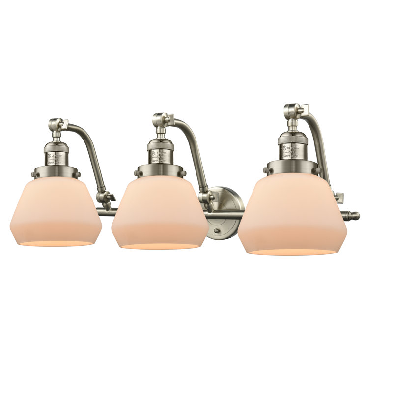 Keefe 3 - Light Dimmable Vanity Light, Matte White Cased, Brushed Satin Nickel, 6 Watt Vinage LED Bulb