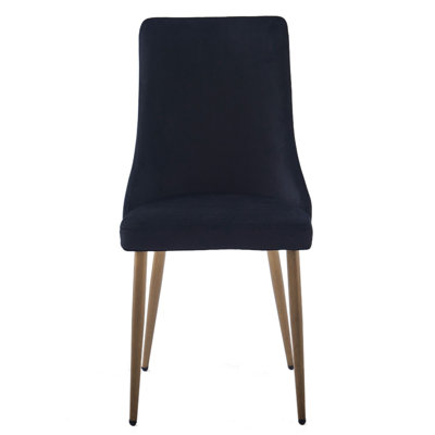 Chaise de salle à manger Cami, ensemble de 2, en noir et or vieilli