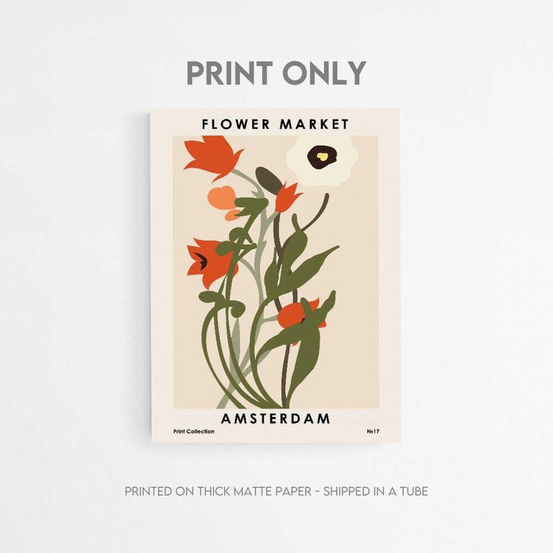 «Amsterdam Flower Market», reproduction d'art - scène aquarelle botanique