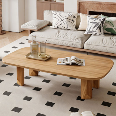 Modern Wooden Rectangle Coffee Table,51"Center Table For Living Room,Burlywood
