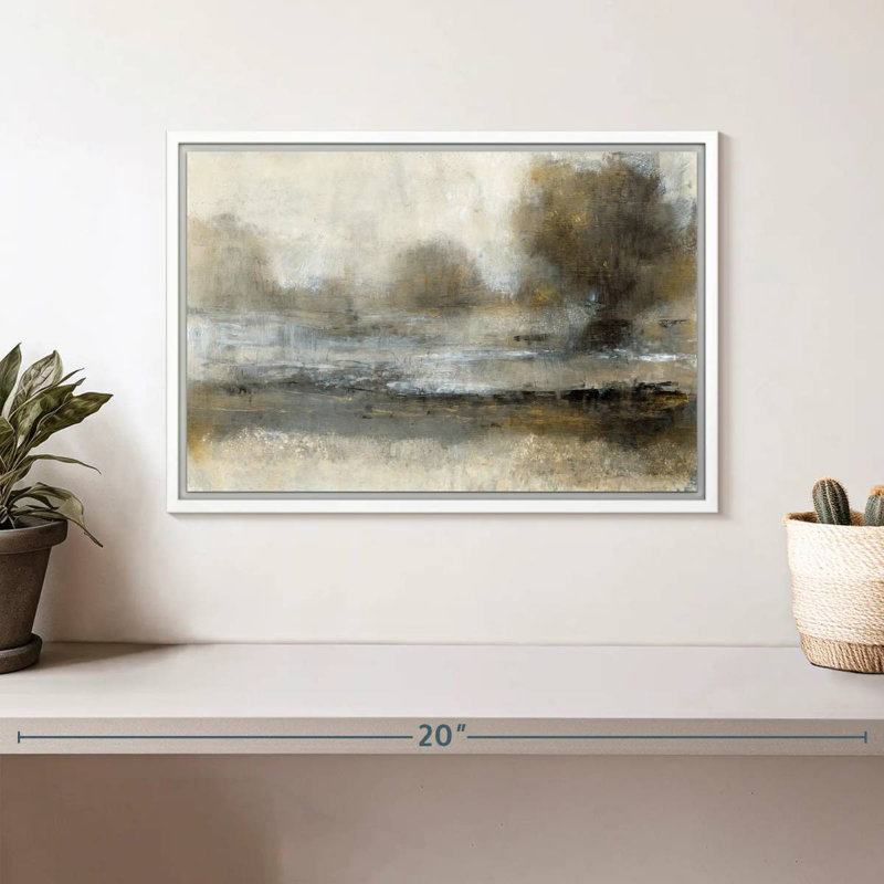 Paysage doré I, Cadre flottant blanc, 13 po x 9 po