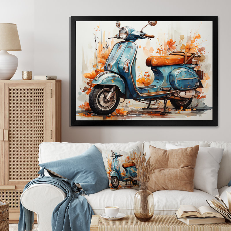 Blue Family Fun Scooter - Imprimé, H 12 po x l 20 po x P 1 po, Cadre simple noir