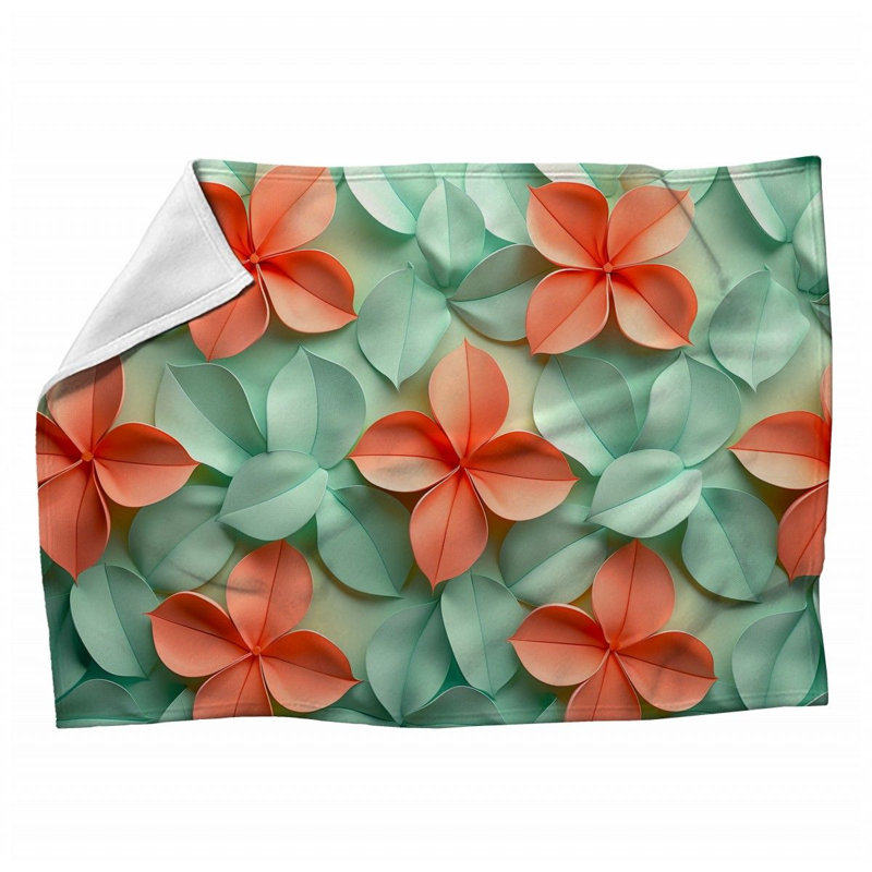 Paper Flowers Craft Machine Printed Throw Blanket, Queen