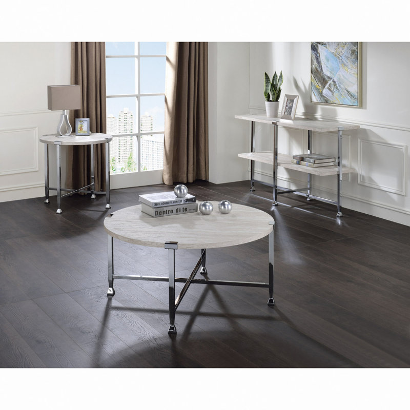 Table basse ronde avec cadre en métal