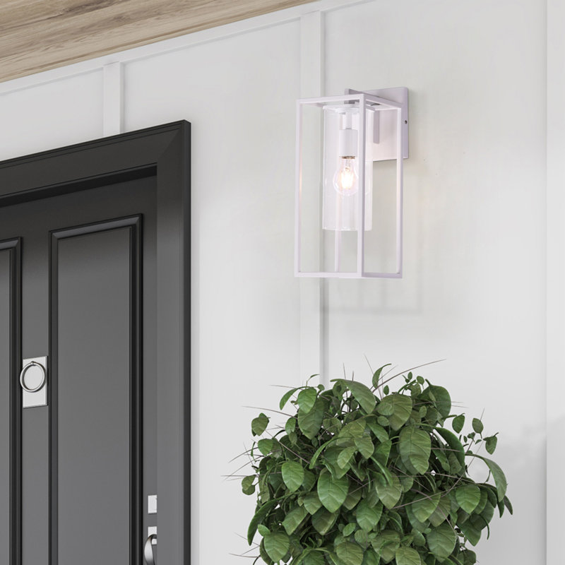 Tiernan 1-Light Outdoor Wall Lantern, 15.75" H x 6.25" W x 8.05" D, White