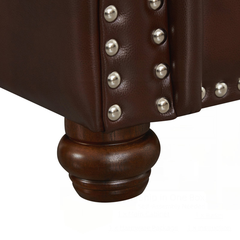 Canapé clous de salon Classic, 34.5" H x 82.68" W x 31.89" D, Bourgogne