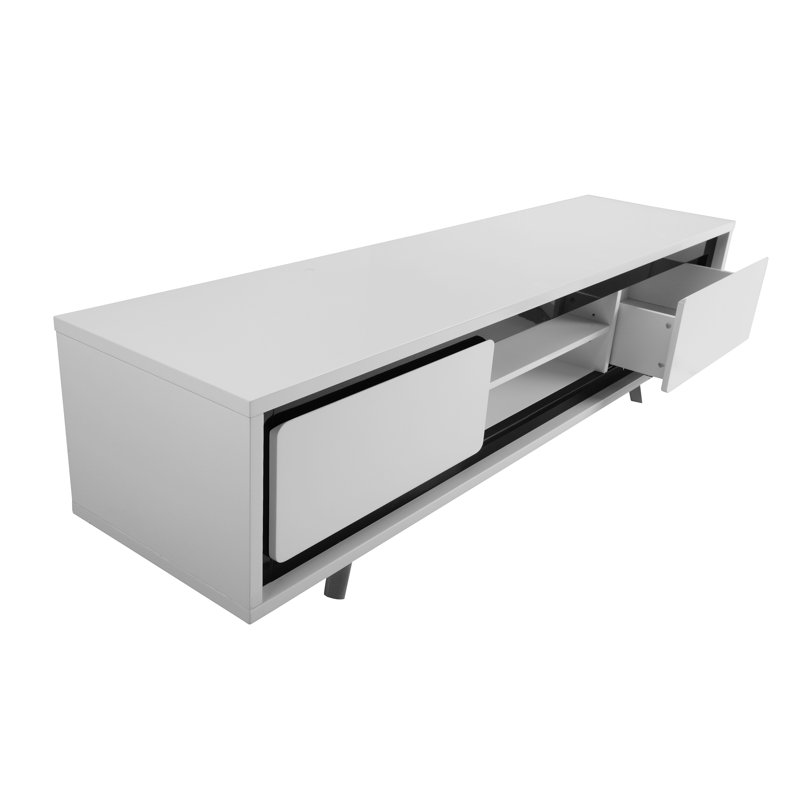 TV Stand for TVs up to 78", Powder Coated White, White/Black