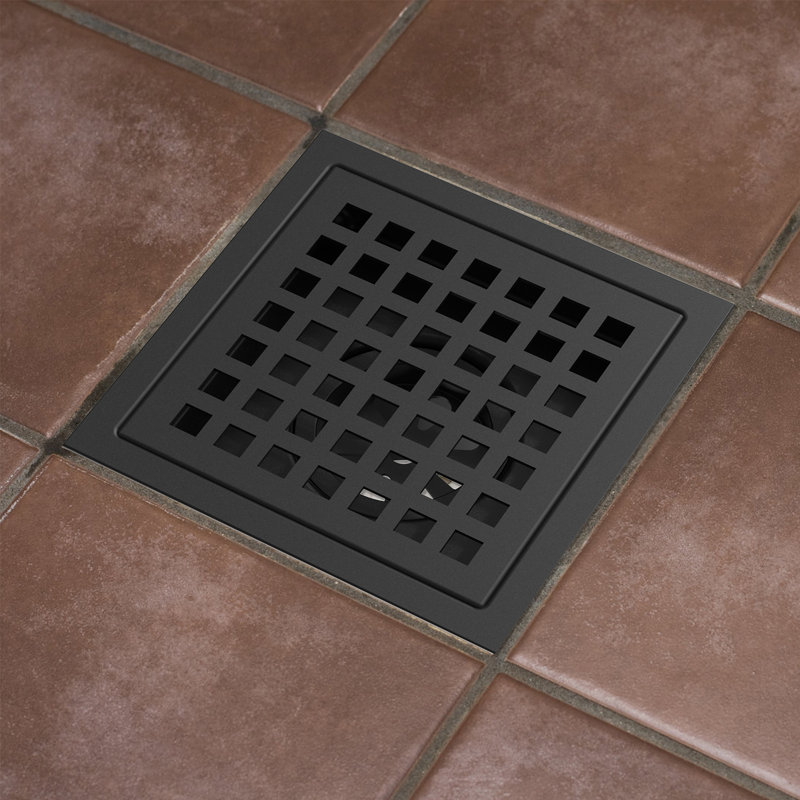 Drain de douche à grille, Noir, H 4,33 po x l 4 po x L 4 po