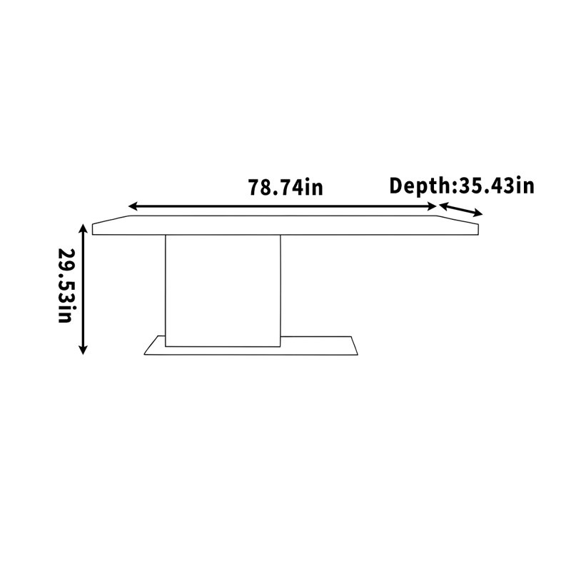 Bureau rectangulaire simple pour le bureau ou la maison, H 29,53 po x l 78,74 po x P 35,43 po, Noir